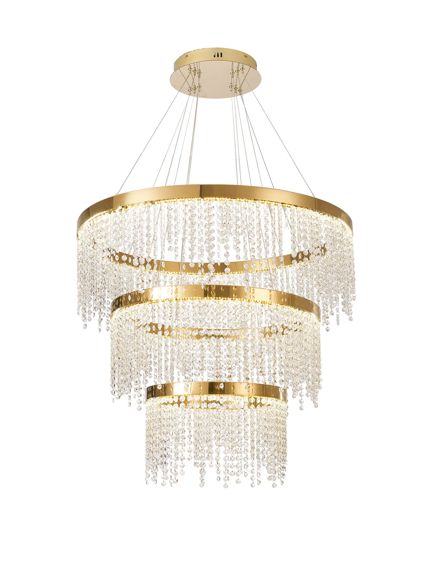 IL32916  Bano Round 3 Tier DImmable Pendant 90W French Gold